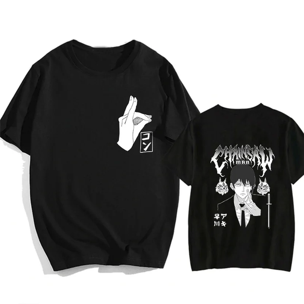 Oversized T-Shirt with Print Chainsaw Man Black S