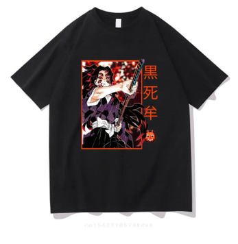 Oversize T-Shirt mit Print Demon Slayer Schwarz S T0111 фото