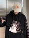 Oversized Hoodie with Genshin Impact Anime Print Black S