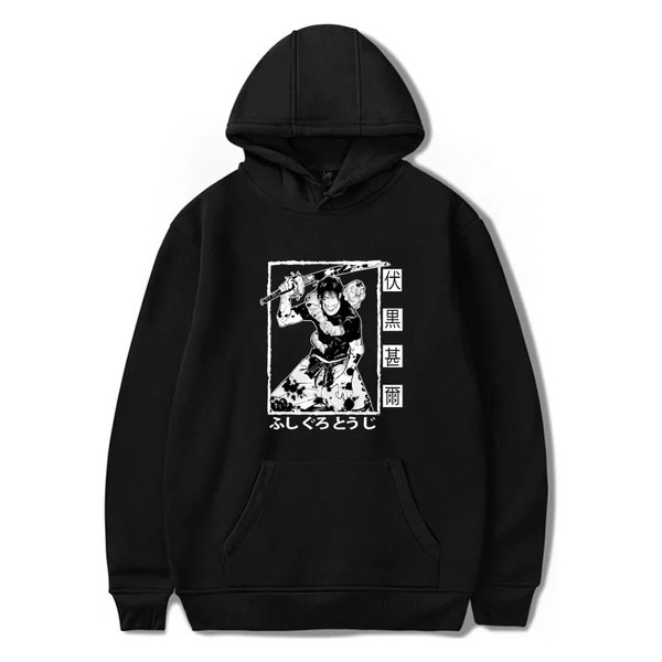 Oversized Hoodie with Jujutsu Kaisen anime print Black S