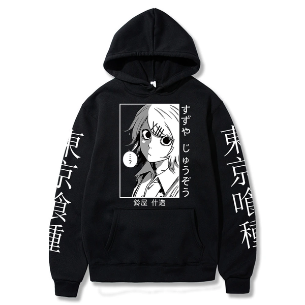 Oversized Hoodie with Tokyo Ghoul anime print Black S