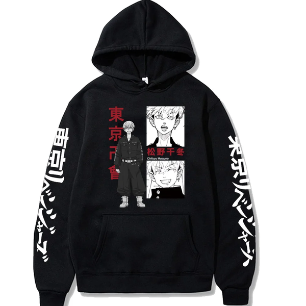 Oversized Hoodie with Tokyo Revengers anime print Black S