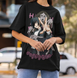 Oversize T-Shirt z nadrukiem Chainsaw Man Czarny S