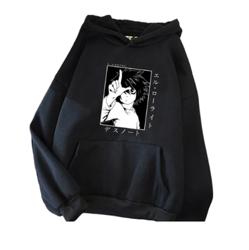 Oversized hoodie with Death Note anime print BLACK S