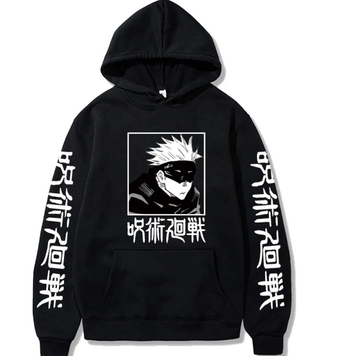 Oversize bluza z nadrukiem anime Jujutsu Kaisen CZARNY S