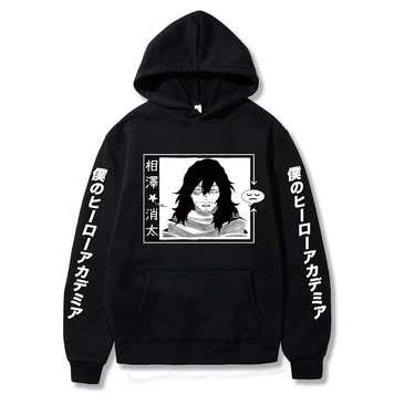 Oversized Hoodie with My Hero Academia anime print Black S