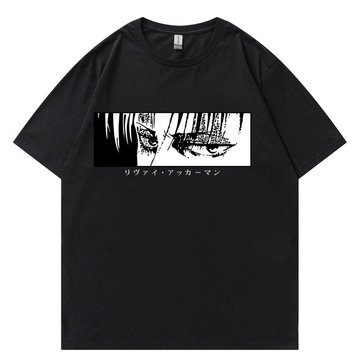 Oversize T-Shirt mit Print Attack on Titan Schwarz S T0013 фото