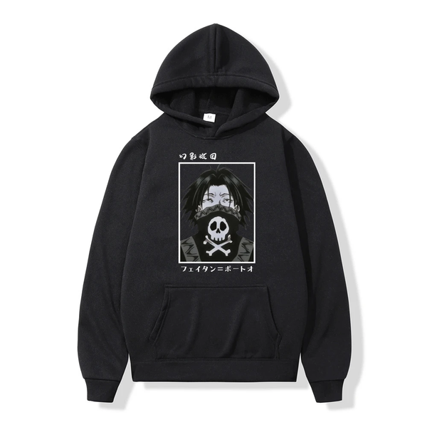 Oversized Hoodie with Hunter x Hunter anime print Black S