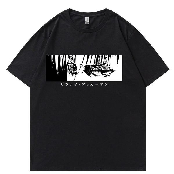 Oversized T-Shirt with Print Attack on Titan Black S