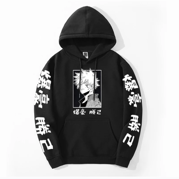 Oversized Hoodie with My Hero Academia anime print Black S