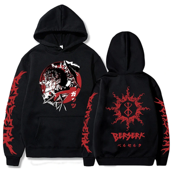 Oversize Hoodie mit Berserk Anime Print, schwarz, Größe S H0029 фото