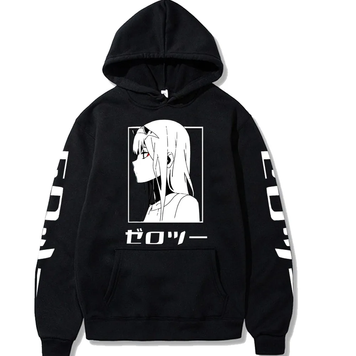 Oversize Hoodie mit Darling in the FranXX Anime Print SCHWARZ S H0100 фото