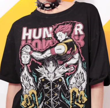 Oversize T-Shirt mit Print Hunter x Hunter Schwarz S T0153 фото