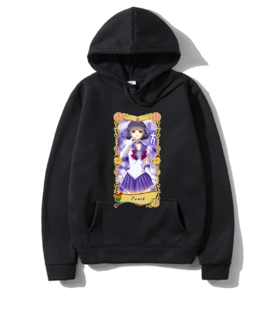 Oversized Hoodie with Sailor Moon anime print Black S