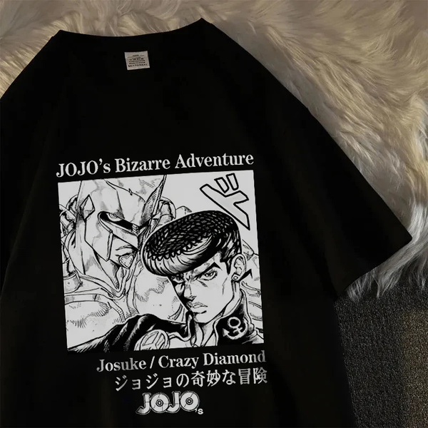 Oversized T-Shirt with Print JoJo's Bizarre Adventure Black S