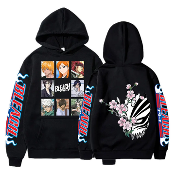 Bleach Oversized Hoodie with Bleach anime print Black S