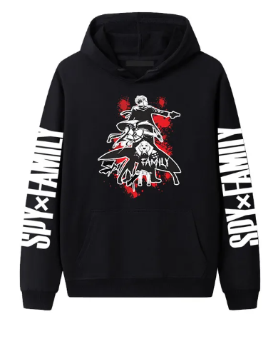 Oversize Hoodie mit Anime-Druck Spy x Family SCHWARZ S H0293 фото