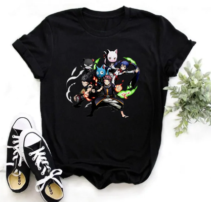 Oversize T-Shirt mit Print Fairy Tail Schwarz S T0124 фото