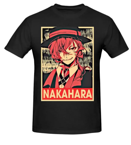 Oversize T-Shirt z nadrukiem Bungo Stray Dogs Czarny S