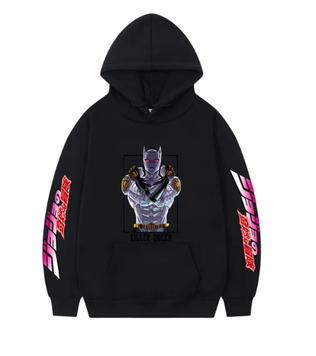 Oversized Hoodie with JoJo's Bizarre Adventure anime print Black S