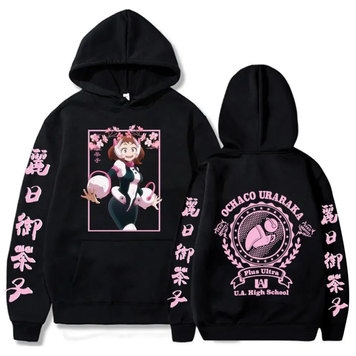 Oversized Hoodie with My Hero Academia anime print Black S