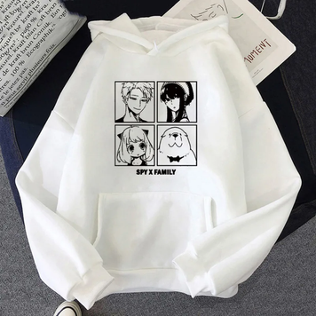 Oversize Hoodie mit Anime-Druck Spy x Family WEIß S H0295 фото