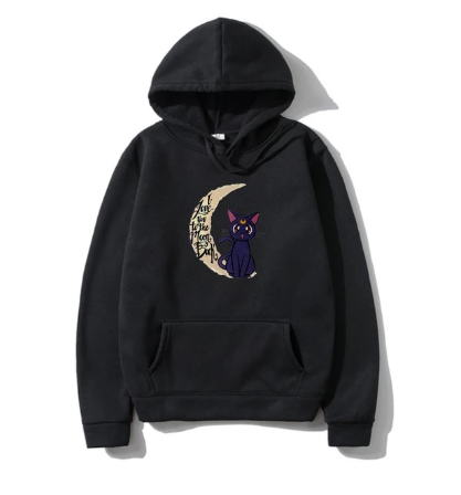 Oversized Hoodie with Sailor Moon anime print Black S