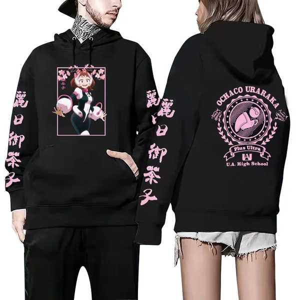 Oversized Hoodie with My Hero Academia anime print Black S