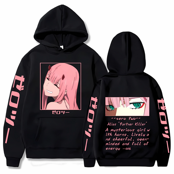 Oversized hoodie with Darling in the FranXX anime print BLACK S