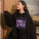 Oversized Hoodie with Hunter x Hunter anime print Black S