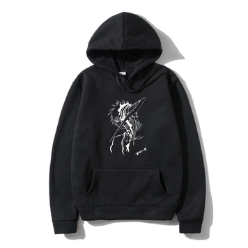 Bleach Oversized Hoodie with Bleach anime print Black S