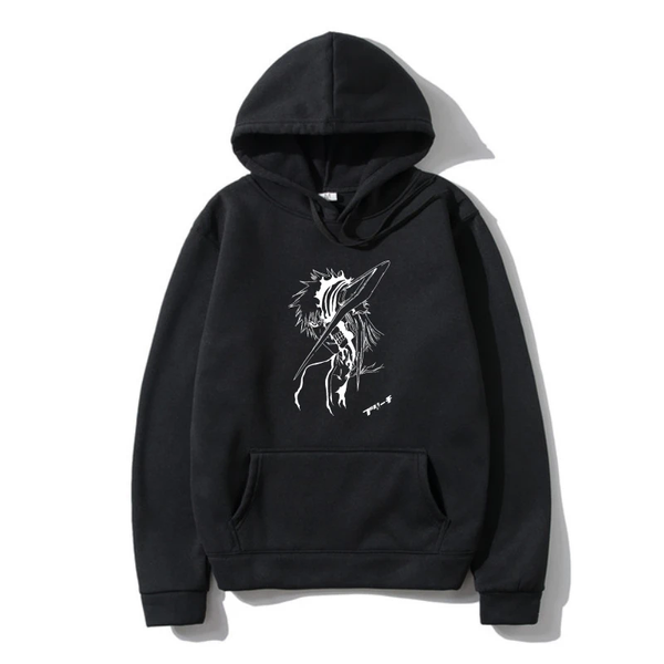 Bleach Oversized Hoodie with Bleach anime print Black S