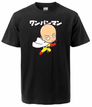 Oversized T-Shirt with Print Onepunchman Black S