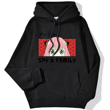 Oversize Hoodie mit Anime-Druck Spy x Family SCHWARZ S H0302 фото