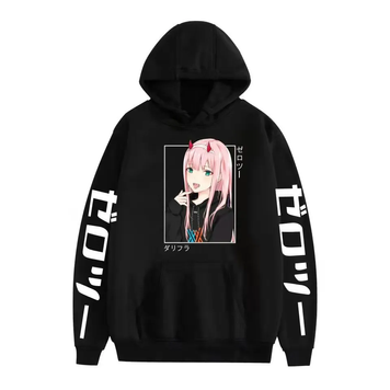 Oversize Hoodie mit Darling in the FranXX Anime Print SCHWARZ S H0092 фото