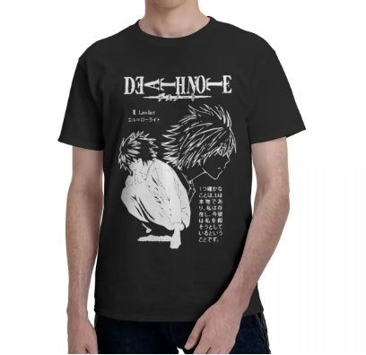 Oversize T-Shirt z nadrukiem Death Note Czarny S