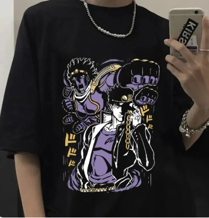 Oversize T-Shirt z nadrukiem JoJo's Bizarre Adventure Czarny S