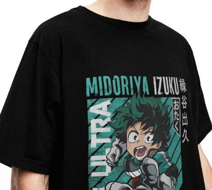 Oversized T-Shirt with Print My Hero Academia Black S