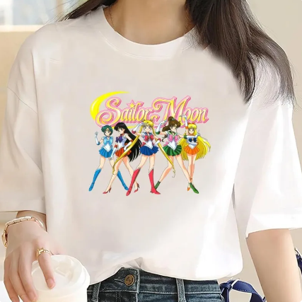 Oversized T-Shirt with Print Sailor Moon White S