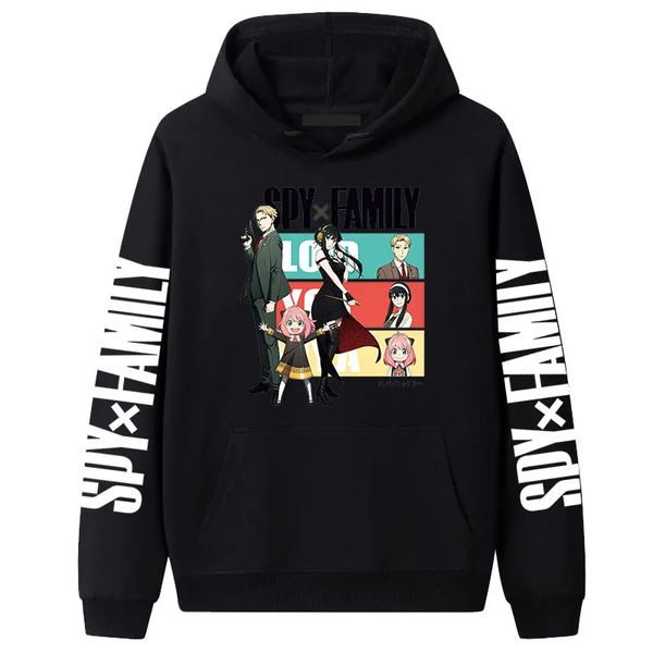 Oversized Hoodie with Spy x Family anime print Black S