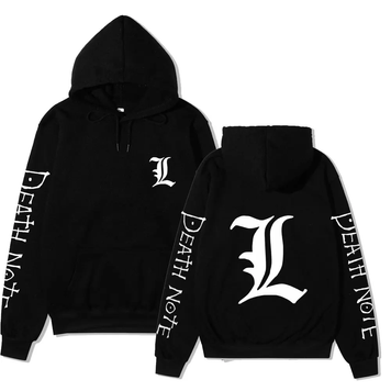 Oversized hoodie with Death Note anime print BLACK S