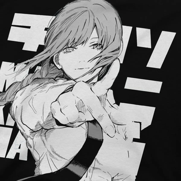 Oversize T-Shirt mit Print Chainsaw Man Schwarz S T0066 фото