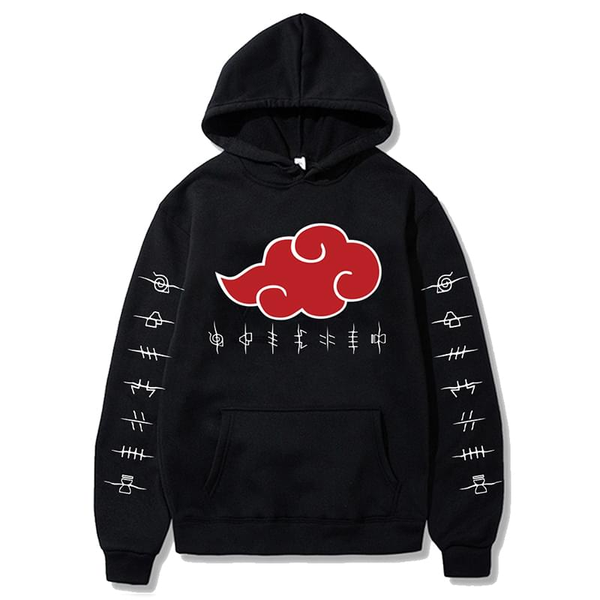 Oversized Hoodie with Naruto anime print Black S