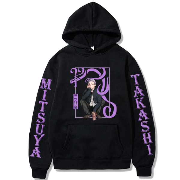 Oversized Hoodie with Tokyo Revengers anime print Black S