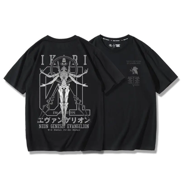 Oversize T-Shirt mit Print Evangelion Schwarz S T0116 фото