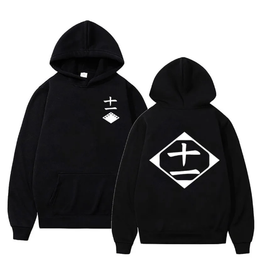 Oversize Hoodie mit Bleach Anime Print Schwarz S H0038 фото