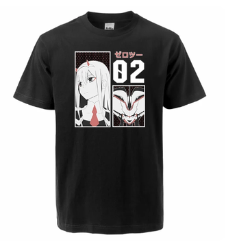 Oversize T-Shirt z nadrukiem Darling in the FranXX Czarny S