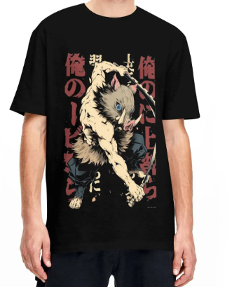 Oversized T-Shirt with Print Demon Slayer Black S