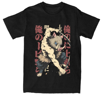 Oversized T-Shirt with Print Demon Slayer Black S