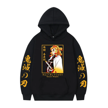 Oversize Hoodie mit Demon Slayer Anime Print SCHWARZ S H0122 фото